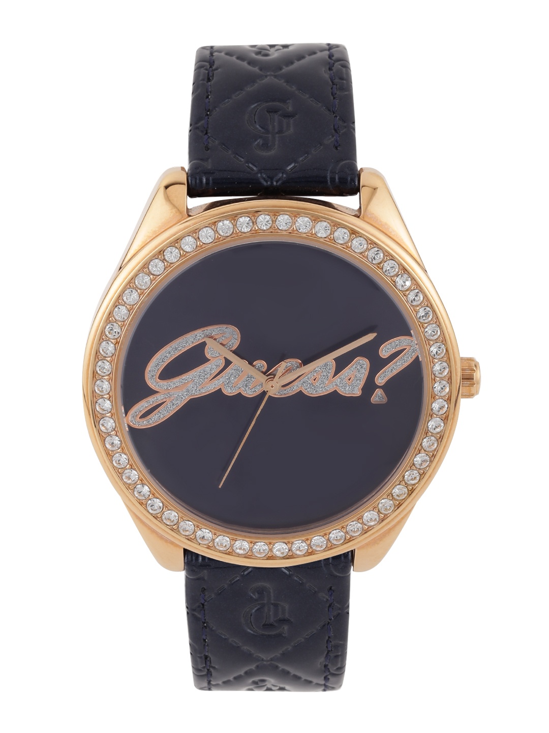 

GUESS Women Navy Shimmer Stone-Studded Dial Watch W0570L2, Navy blue