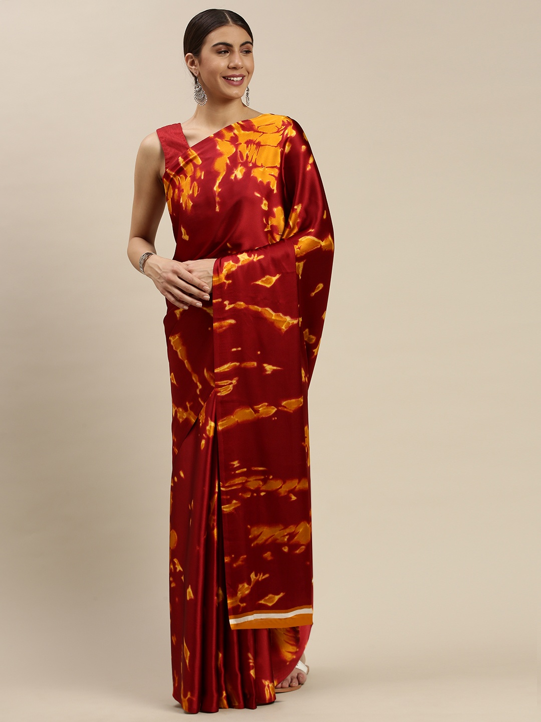 

Mitera Brown & Mustard Yellow Printed Saree
