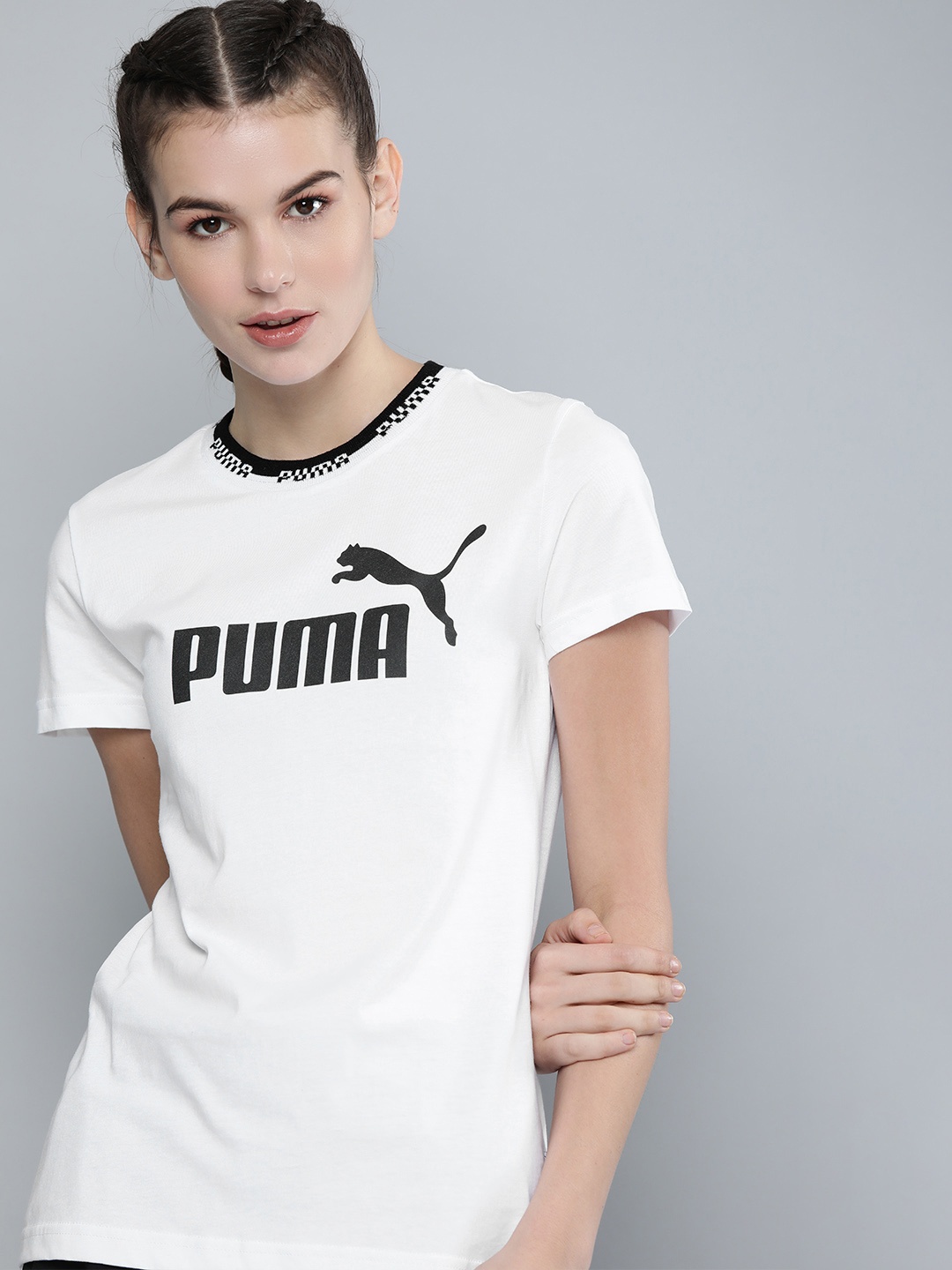 

Puma Women White Printed Pure Cotton Amplified Graphic Pure Cotton T-shirt