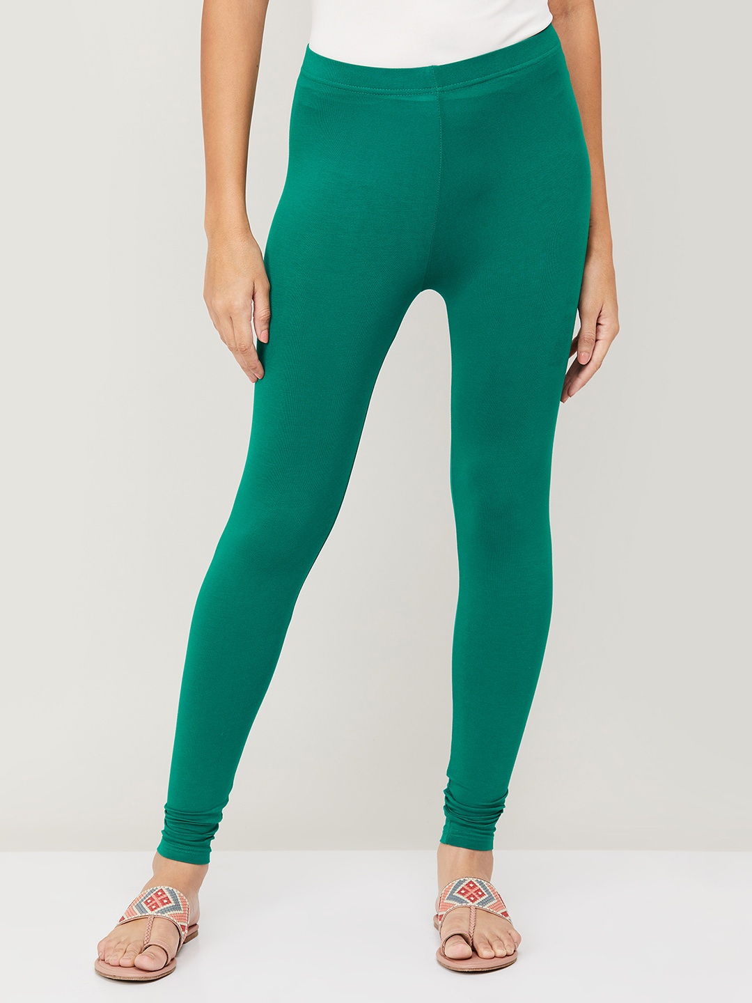 

Melange by Lifestyle Women Green Solid Ankle-Length Leggings