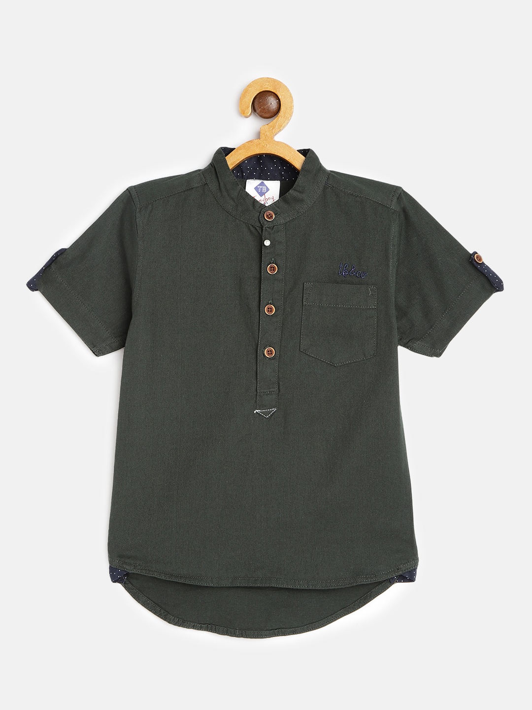 

TONYBOY Boys Green Regular Fit Solid Pure Cotton Casual Shirt