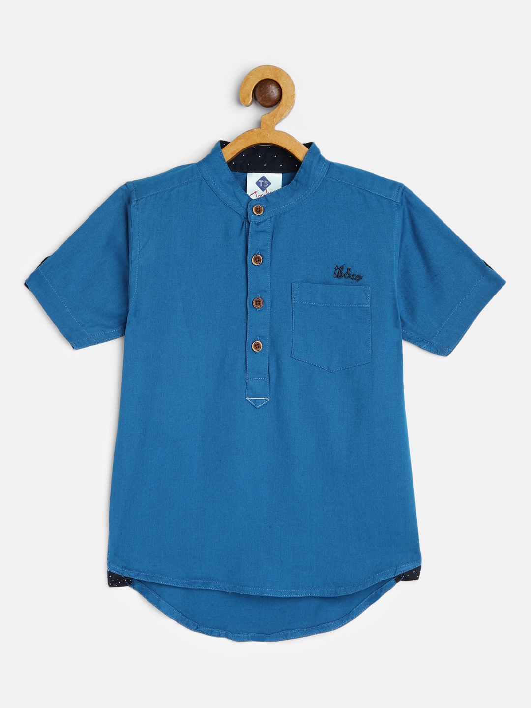 

Tonyboy Boys Blue Solid Pure Cotton Kurta