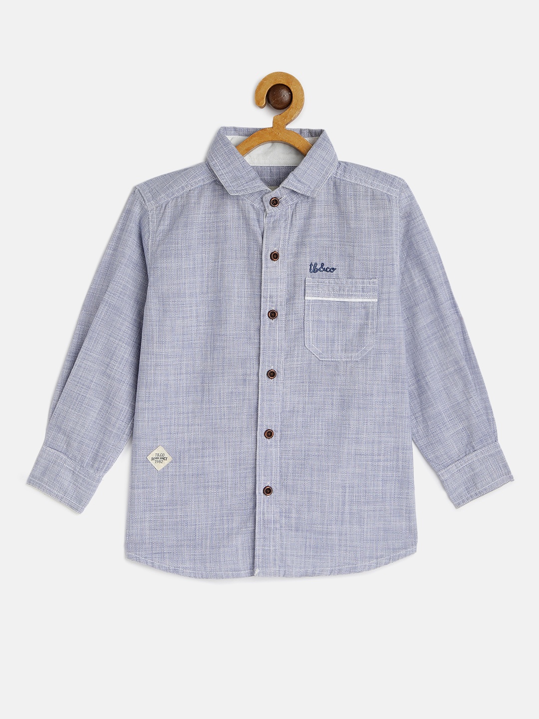 

TONYBOY Boys Blue Regular Fit Self Design Pure Cotton Casual Shirt