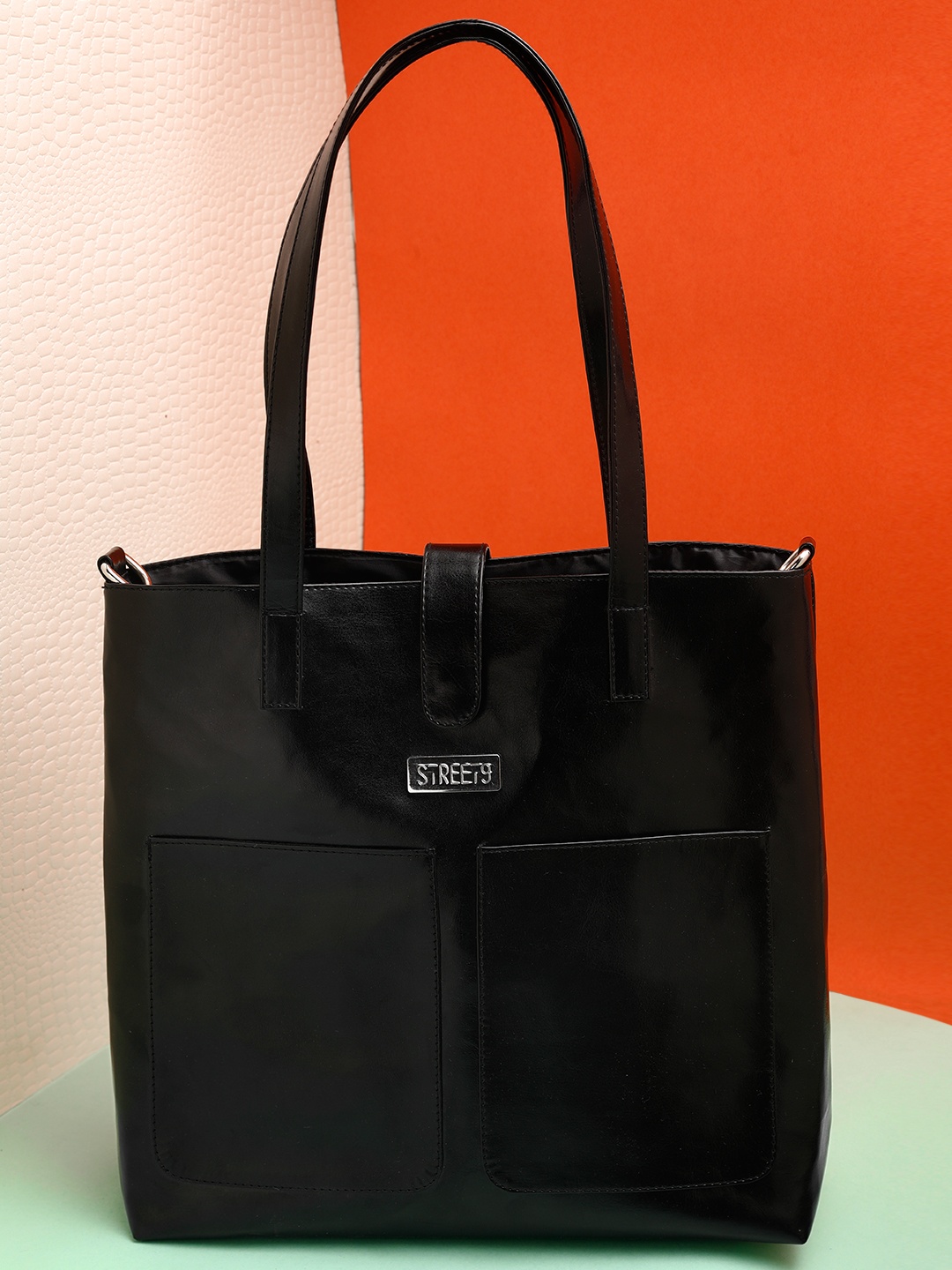

STREET 9 Black Solid Handheld Bag