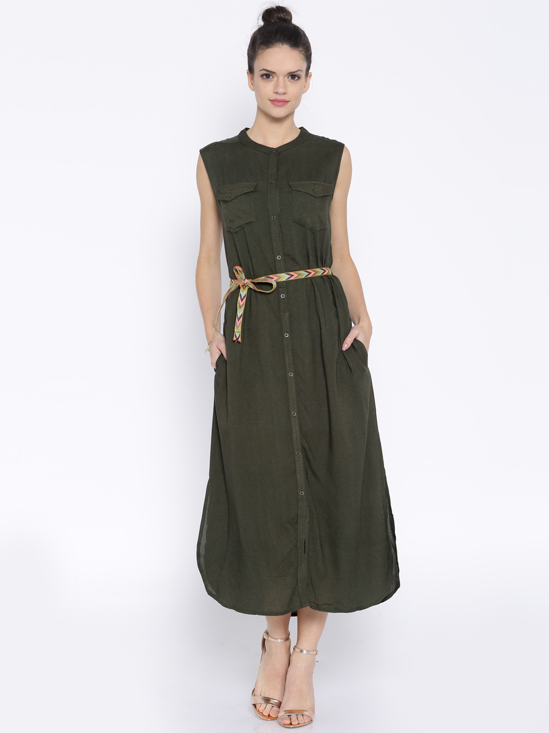 

Tokyo Talkies Olive Green Midi Dress
