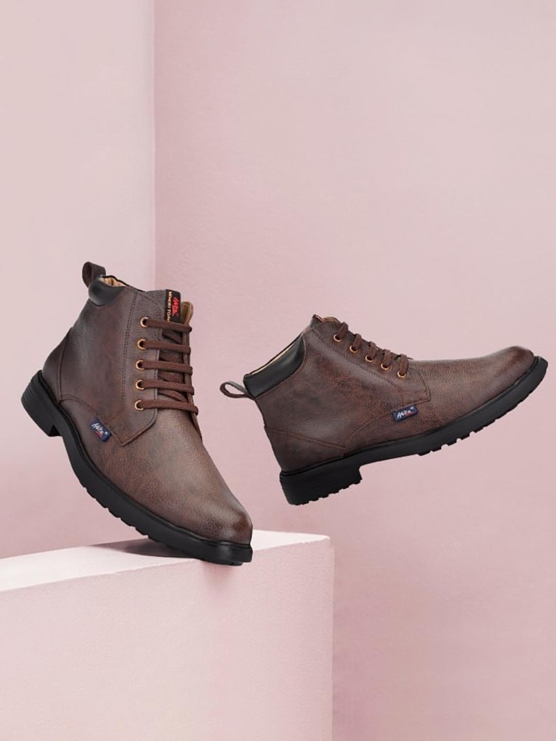 

Hitz Men Brown Leather Flat Boots