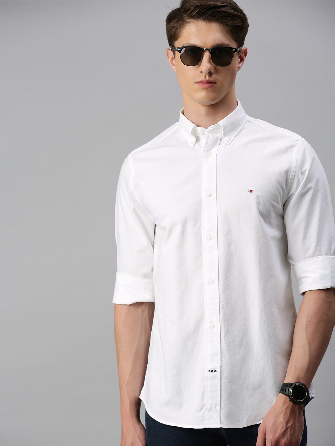 

Tommy Hilfiger Men White Regular Fit Solid WCC LIGHT OXFORD Casual Shirt