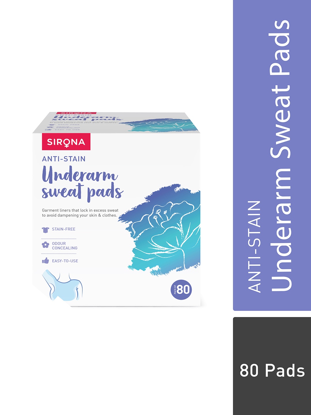 

Sirona Under Arm Sweat Pads for Men & Women 80 Pads, White