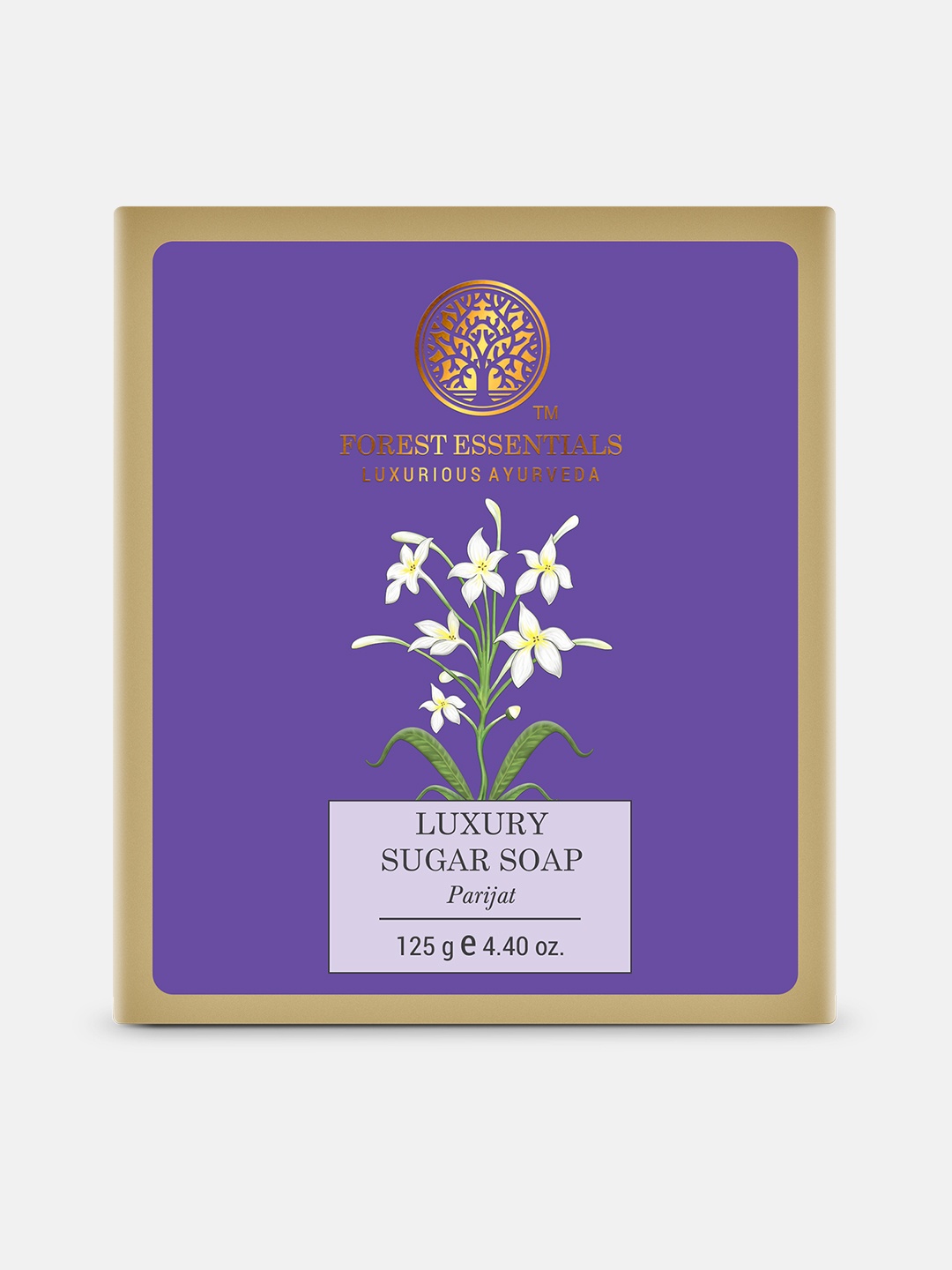 

Forest Essentials Ayurvedic Handmade Luxury Sugar Bath Soap with Parijat - 125g, Purple