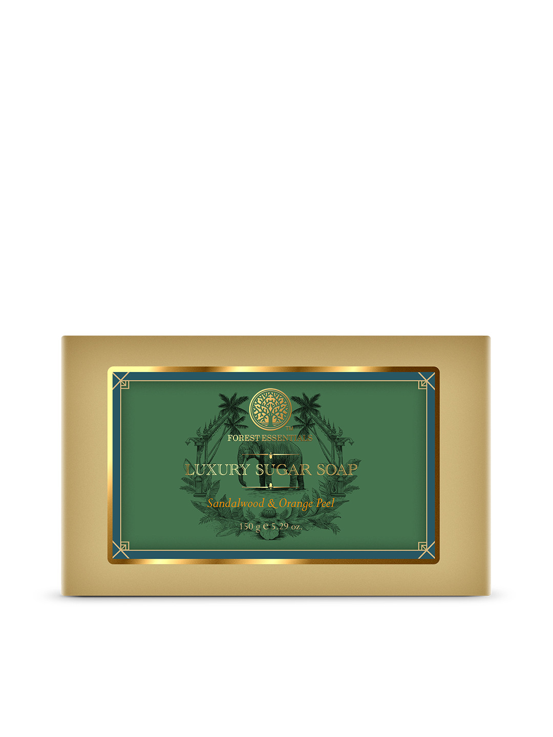 

Forest Essentials Ayurvedic Handmade Luxury Sugar Bath Soap Sandalwood & Orange Peel 150 g, Green