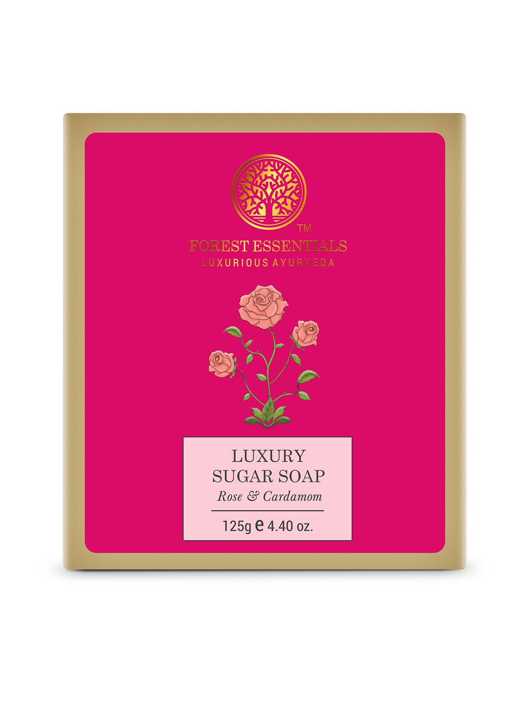 

Forest Essentials Ayurvedic Handmade Luxury Sugar Bath Soap Rose & Cardamom 125g, Pink