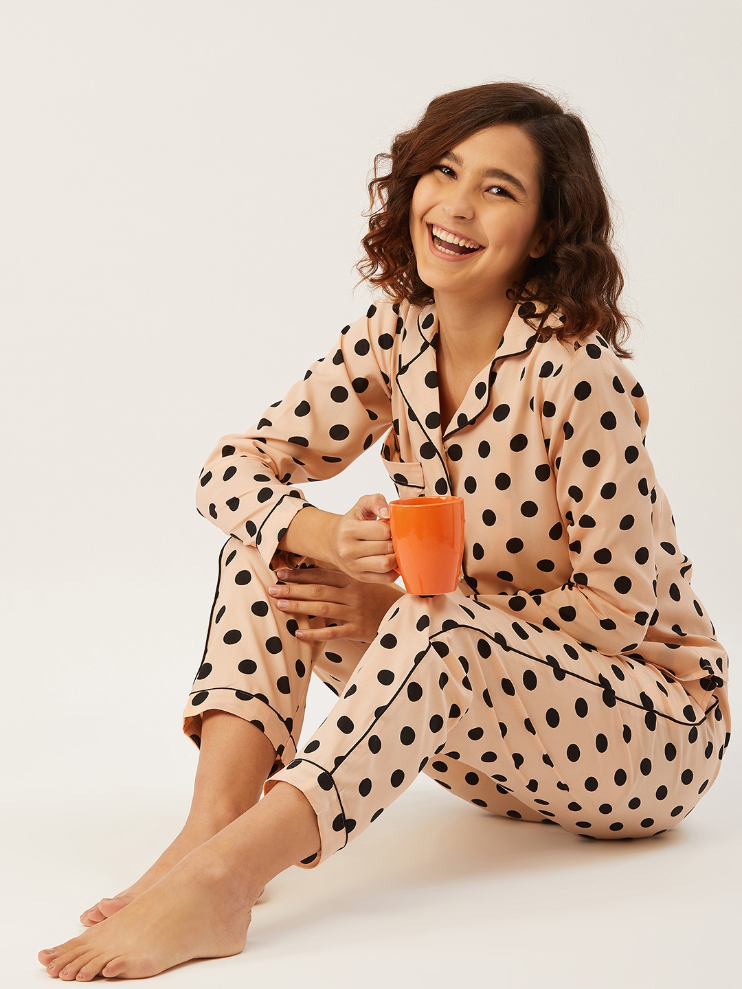 

ANVI Be Yourself Women Peach Polka Dots