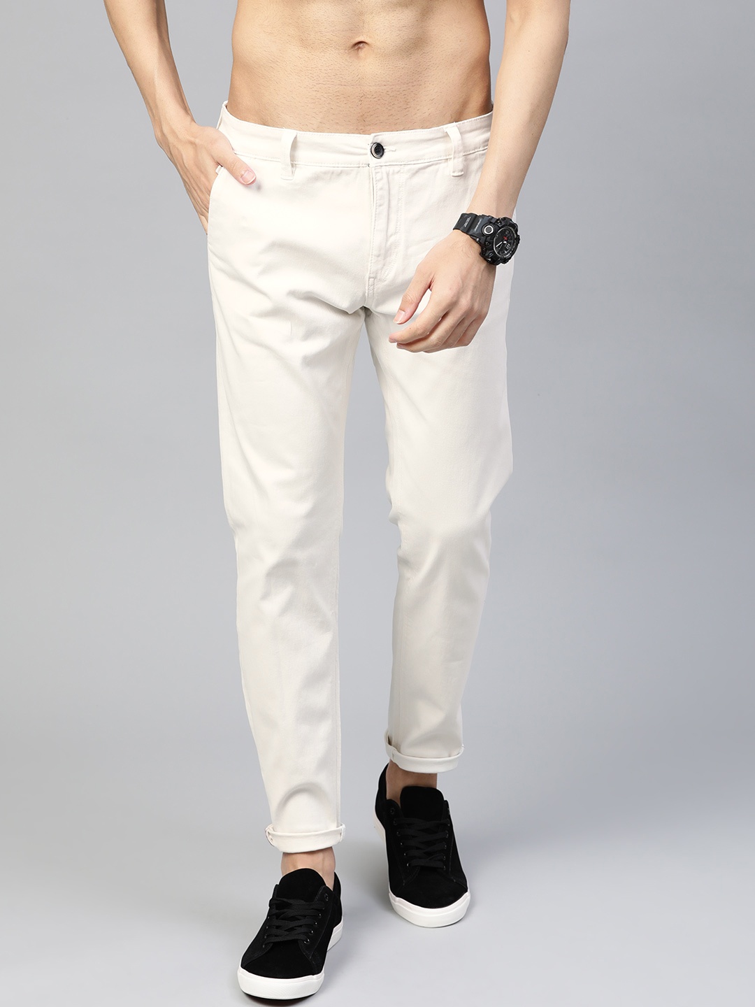 

Roadster Men Beige Slim Fit Chinos Trousers