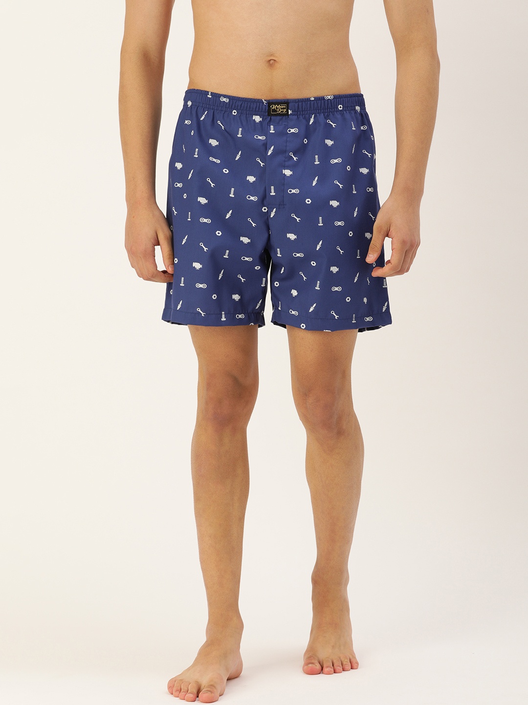 

Urban Dog Men Blue & White Printed Boxer UDBX155