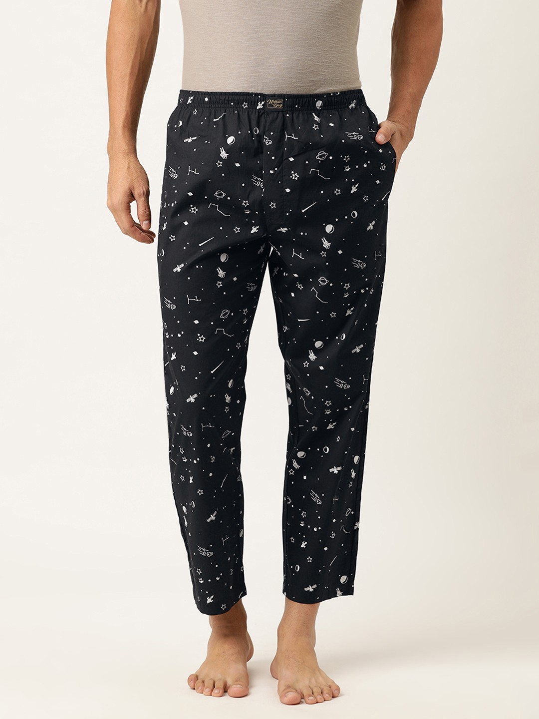 

Urban Dog Men Black & White Conversational Printed Lounge Pants