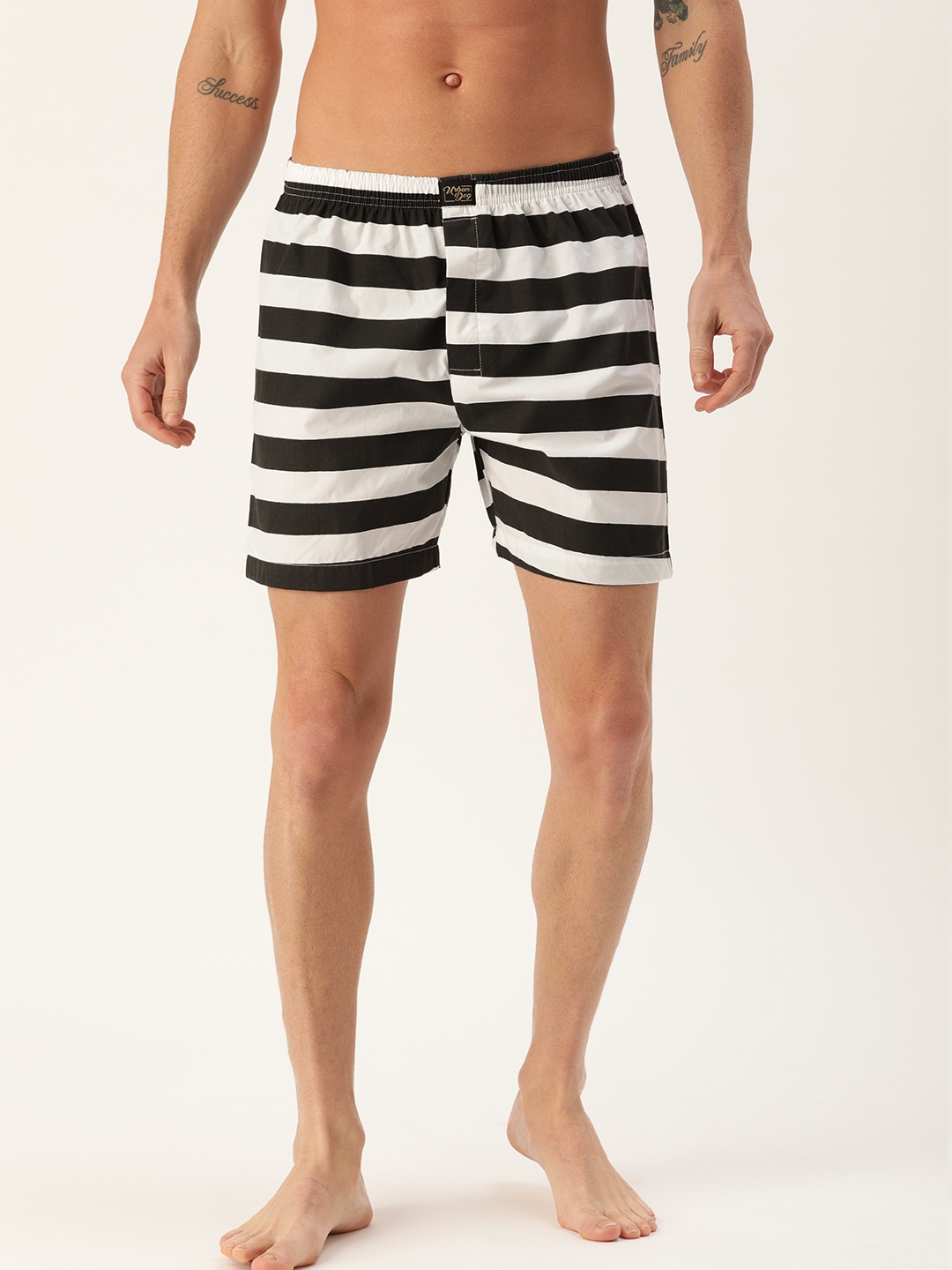 

Urban Dog Men White & Black Striped Boxer UDBX160_A