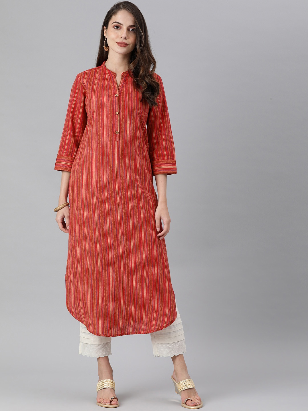 

Ksut Women Red & Blue Striped Kurta