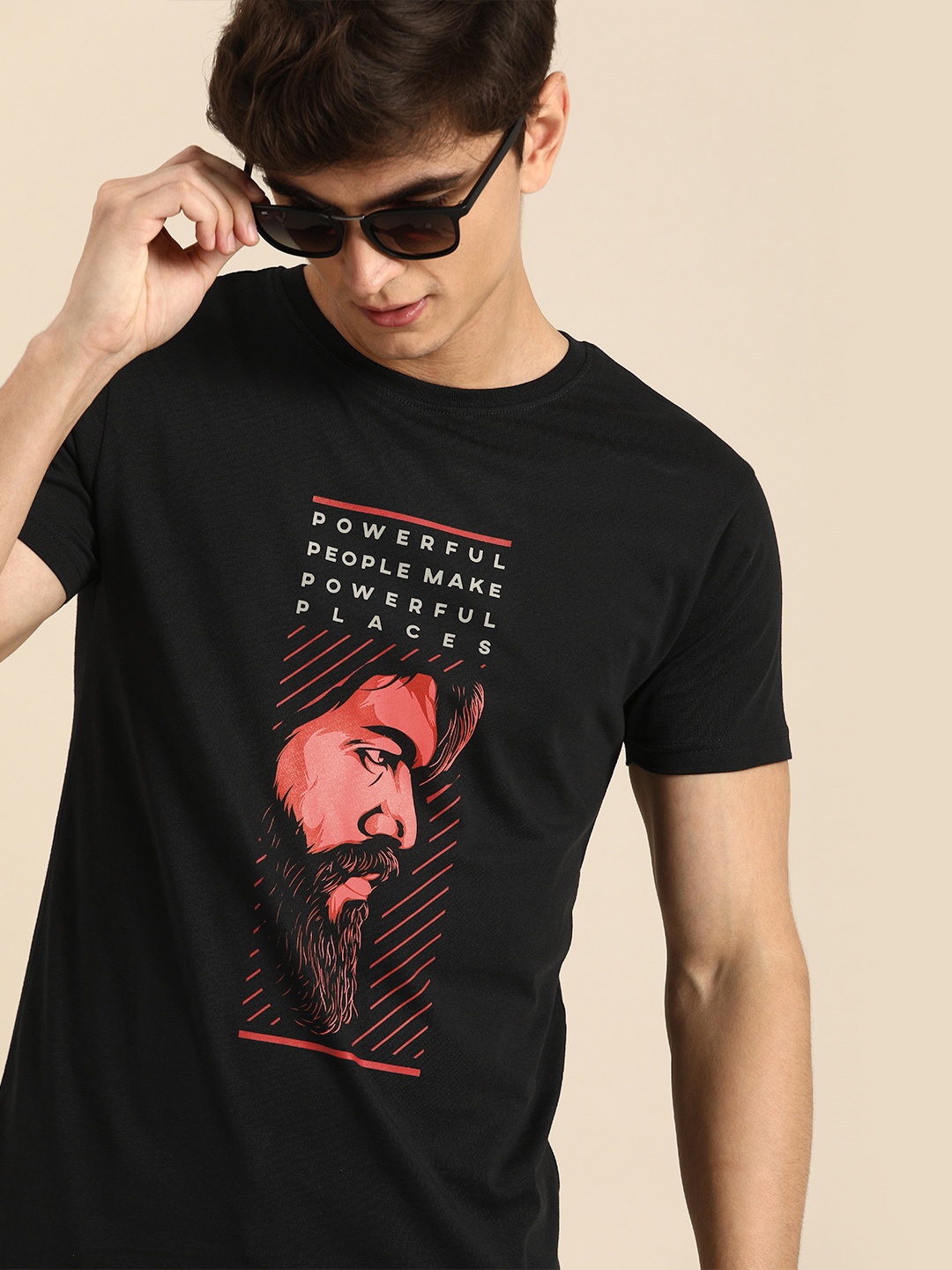 

Bewakoof Men Black Printed Round Neck T-shirt