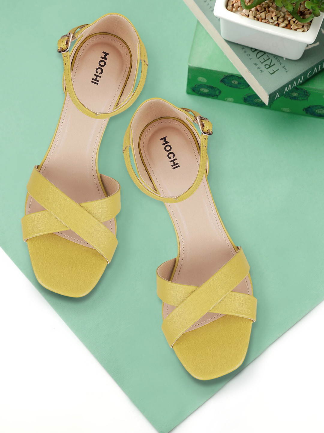 

Mochi Women Lime Green Solid Block Heels