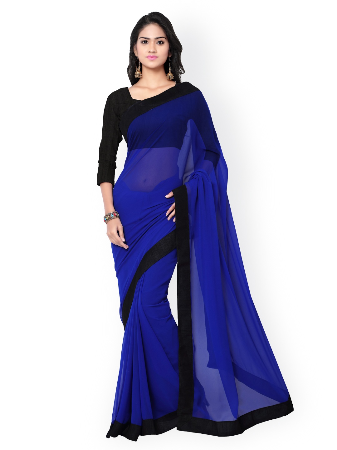 

MIRCHI FASHION Navy Georgette Saree, Navy blue