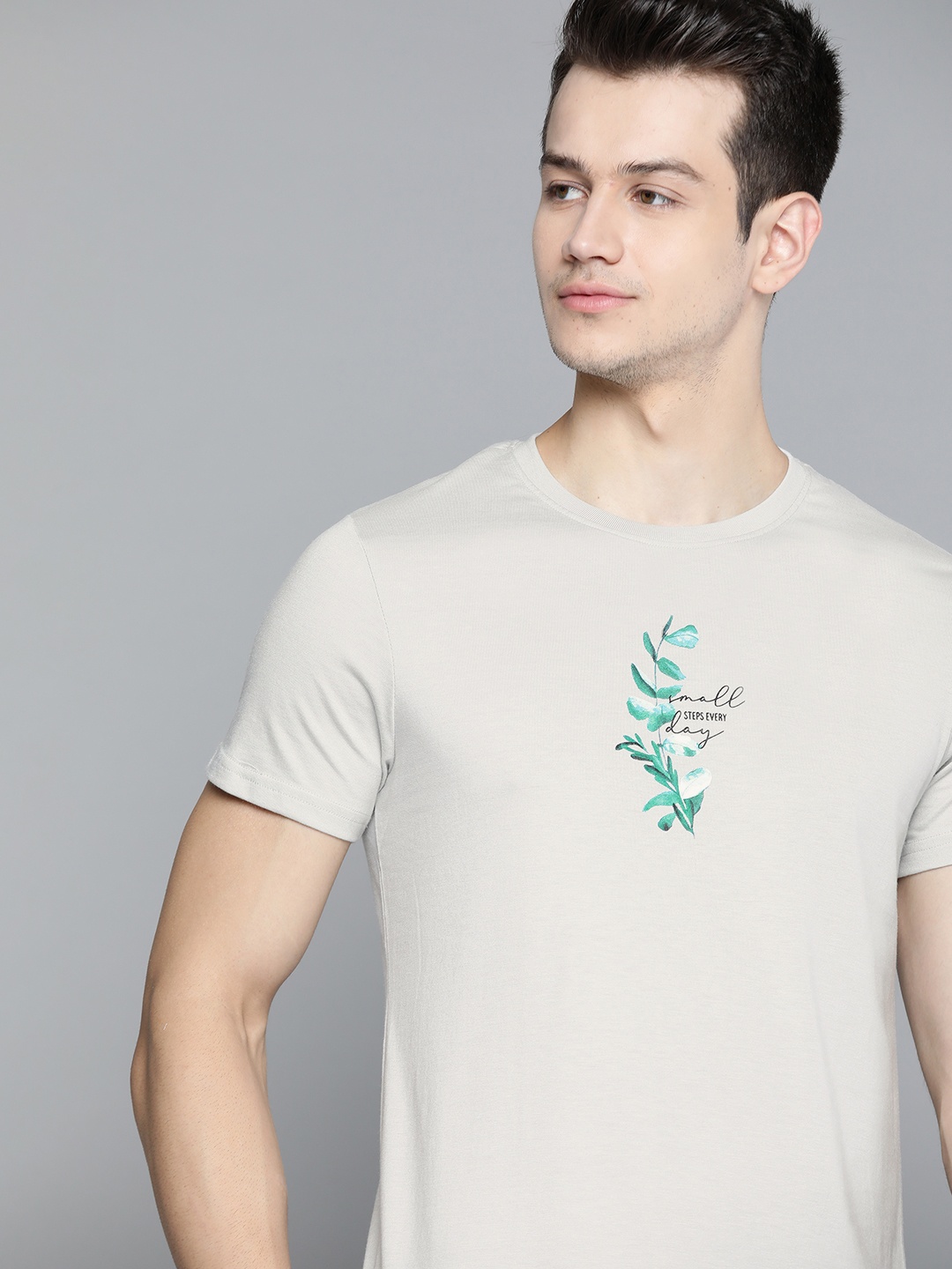 

MH Our Water Men Grey Floral Printed Organic Cotton T-shirt