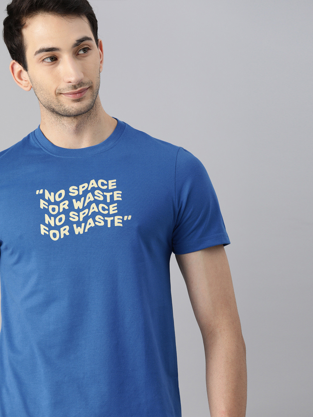 

M&H Our Water Men Blue & Cream-Coloured Typography Printed T-shirt
