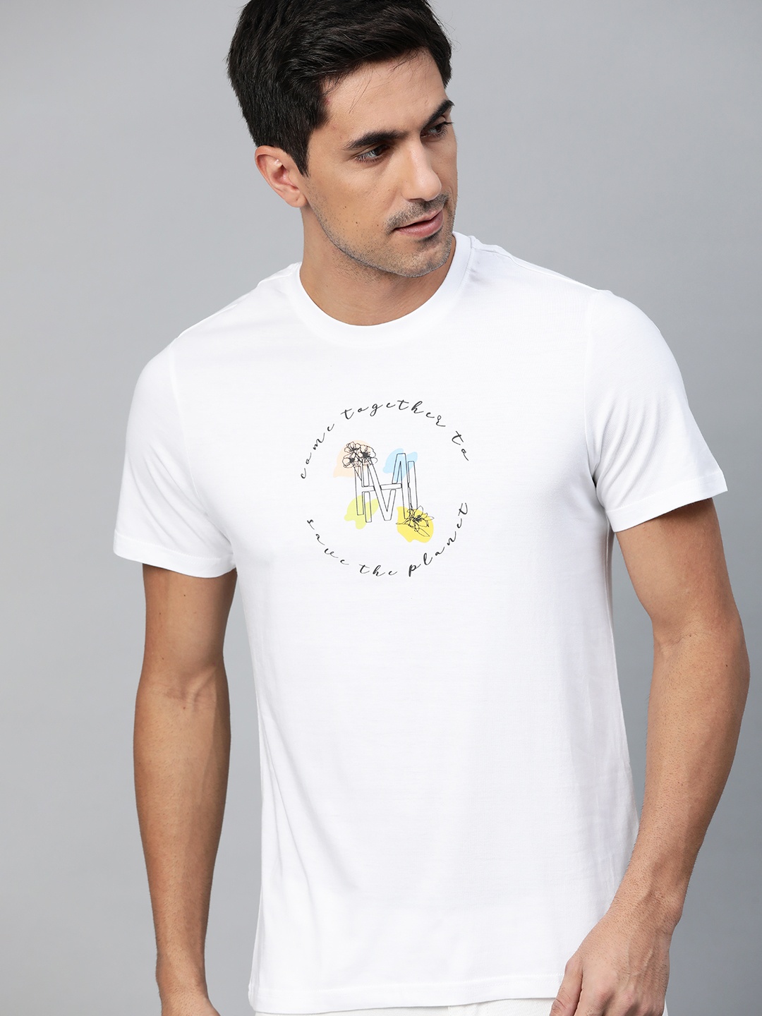 

M&H Our Water Men Sustainable White Brand Logo Printed T-shirt