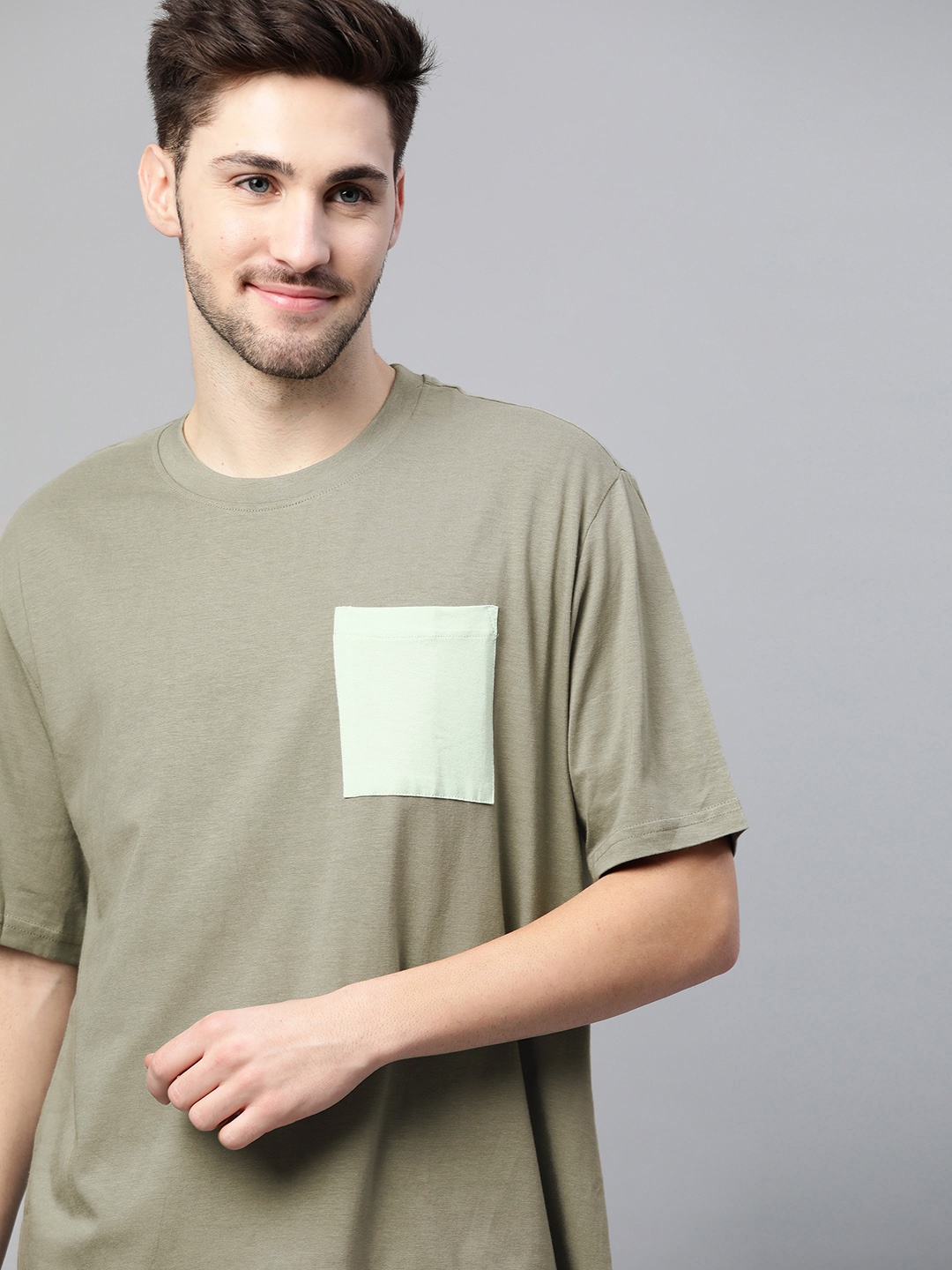 

M&H Our Water Men Green Sustainable Drop-Shoulder Sleeves T-shirt