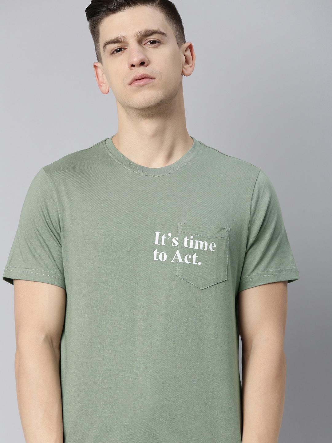 

M&H Our Water Men Green & White Printed T-shirt