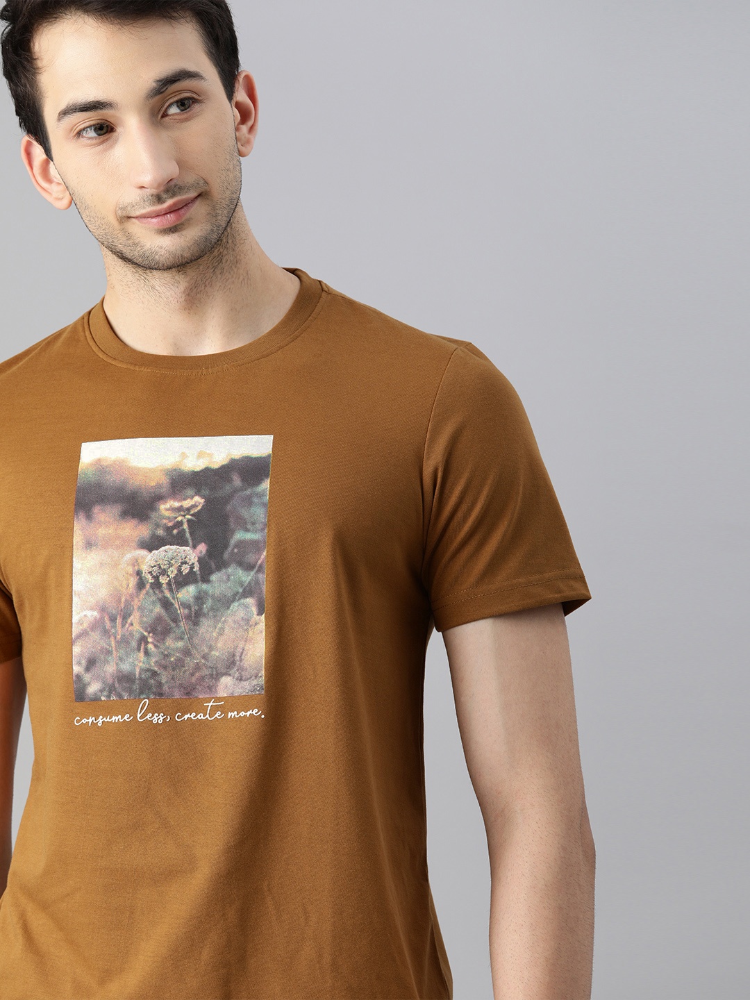 

M&H Our Water Men Brown & Grey Printed T-shirt