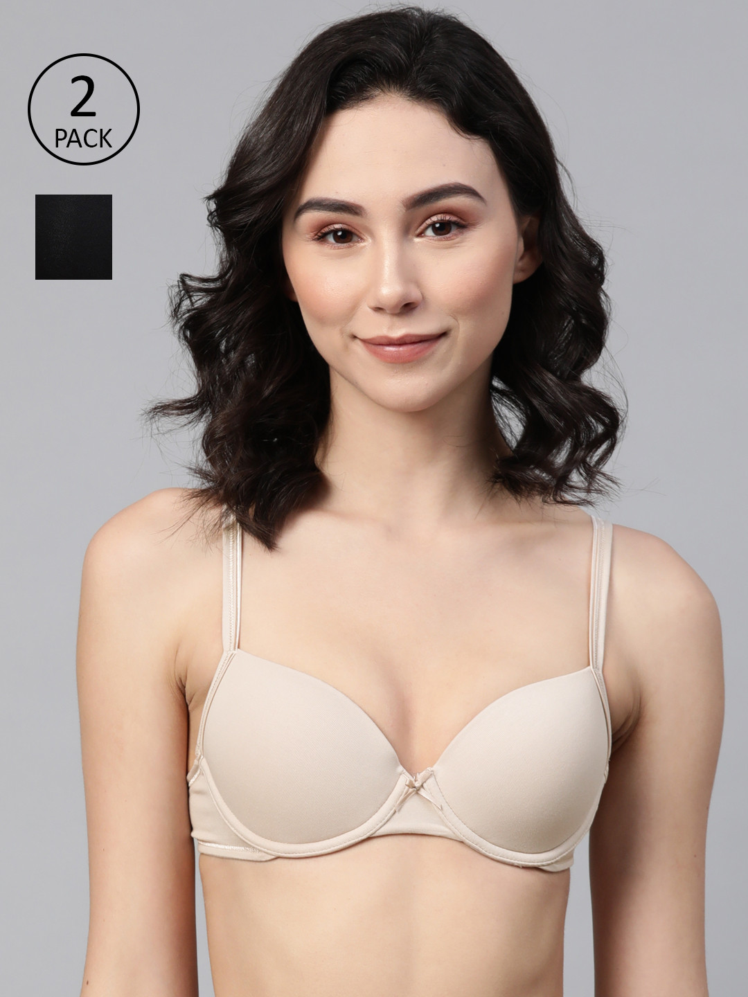 

Marks & Spencer Pack of 2 Solid Underwired Lightly Padded T-shirt Bras T33350BLACK, Beige
