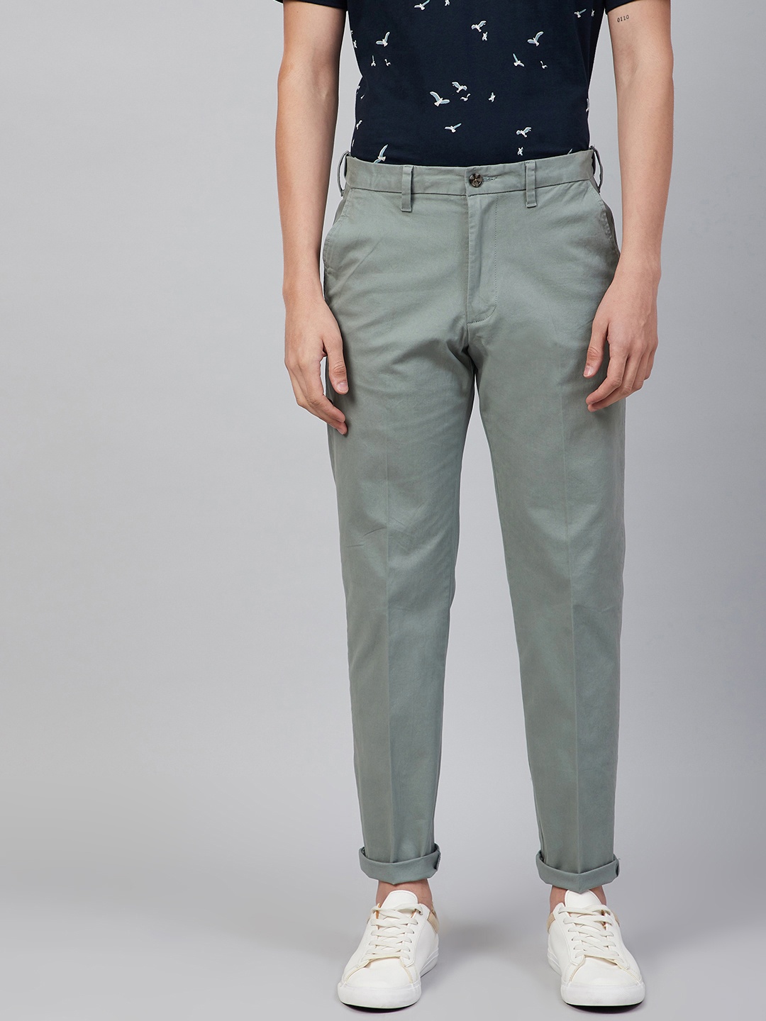 

Marks & Spencer Men Green Regular Fit Solid Chinos