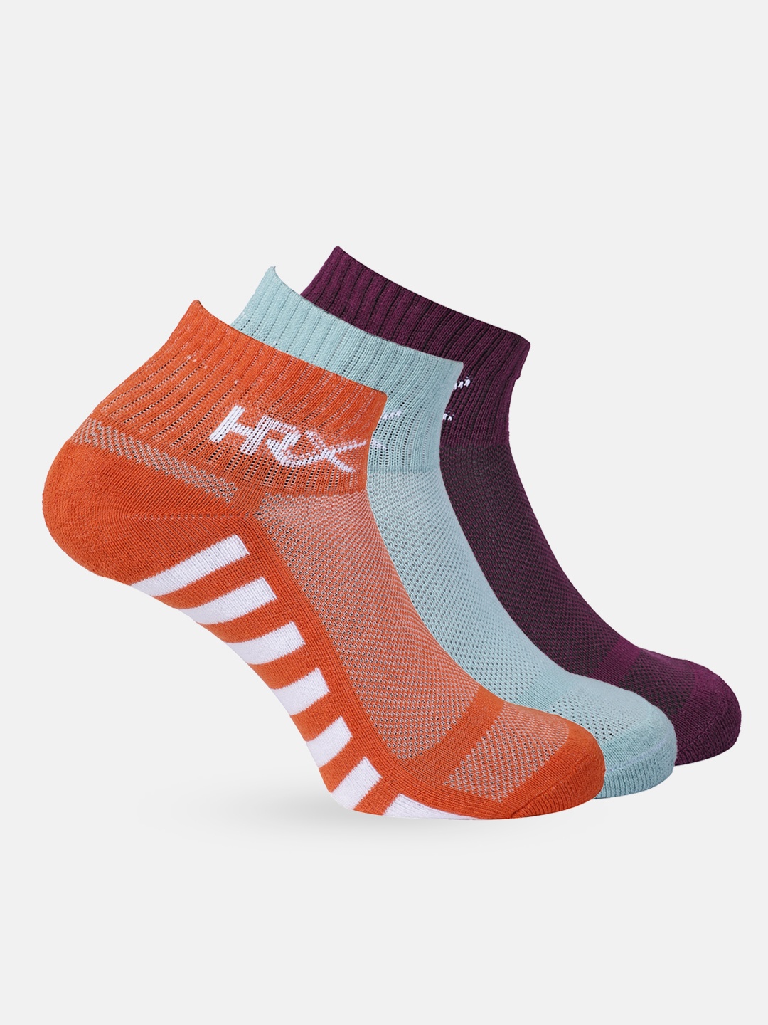 

HRX by Hrithik Roshan Men ankle Length Pack of 3 Half Terry Socks, Orange