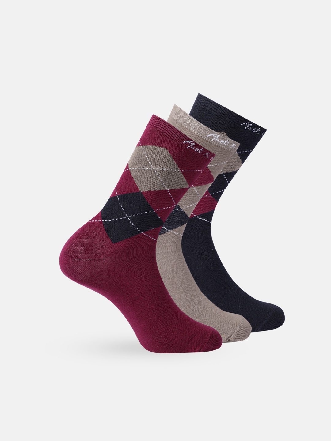 

Mast & Harbour Men Set of 3 Calf Length Socks, Burgundy