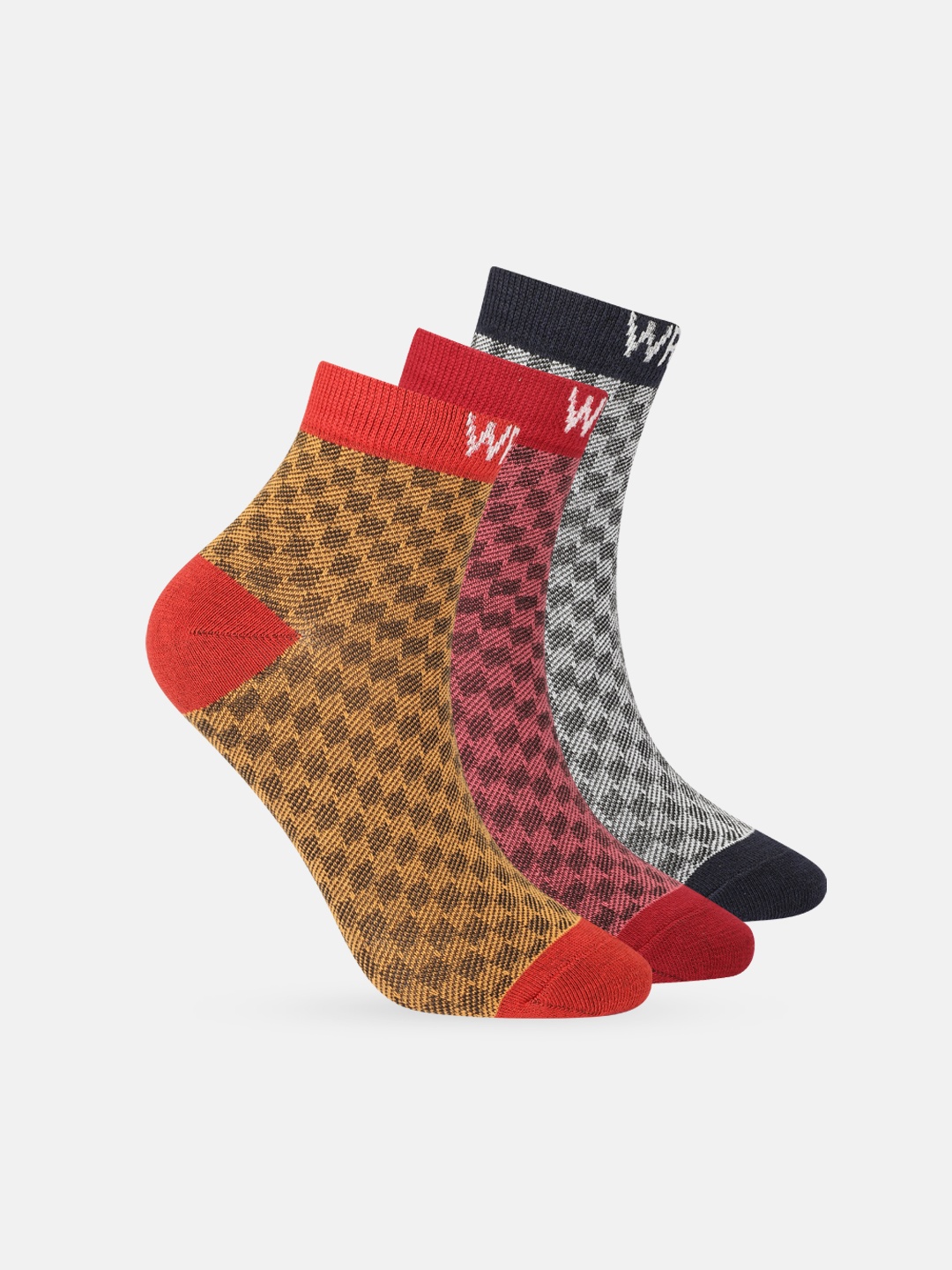 

WROGN Men Pack of 3 Patterned Above Ankle Length Socks, Multi