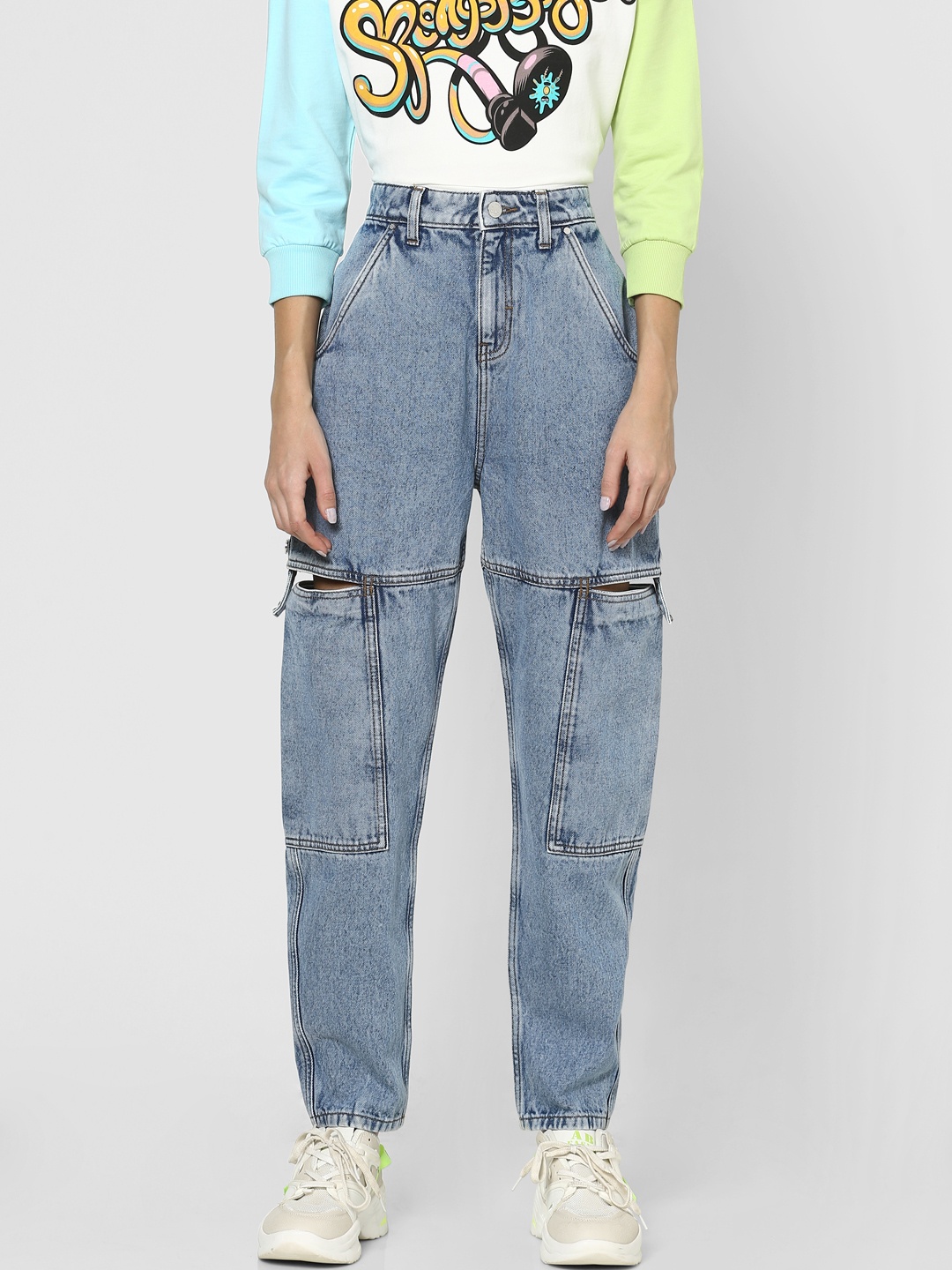 

ONLY Women Blue Relaxed Fit High-Rise Jeans