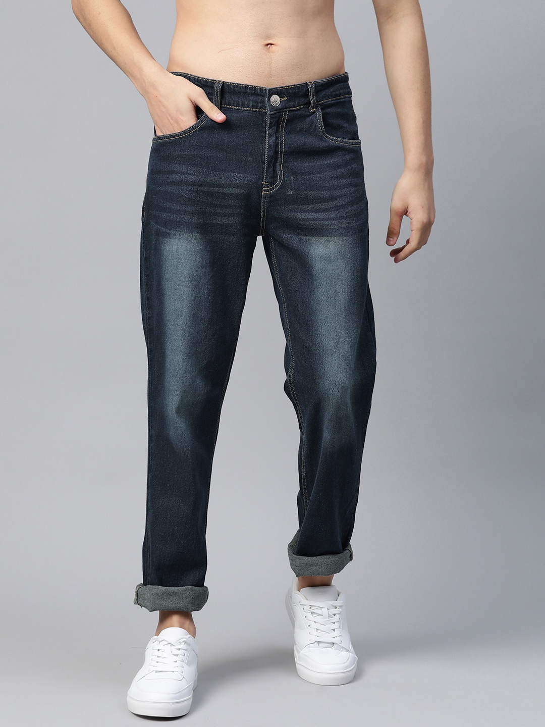 

Harvard Men Navy Blue Heavy Fade Clean Look Stretchable Jeans