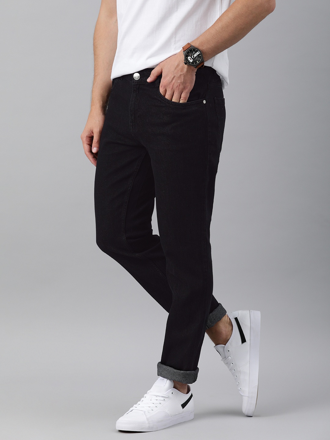 

Harvard Men Solid Black Mid Rise Slim Fit Jeans
