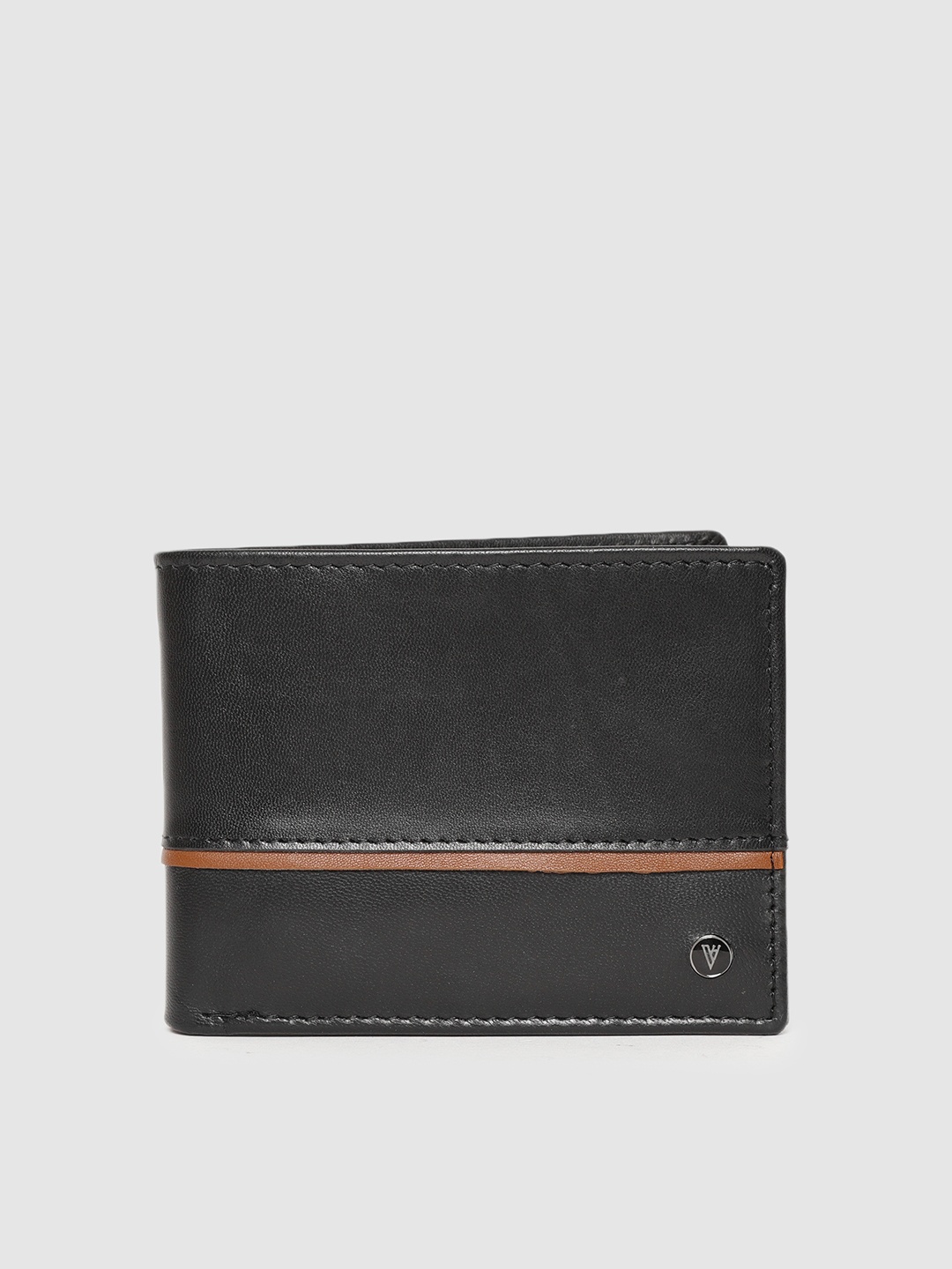 

Van Heusen Men Black Solid Leather Two Fold Wallet