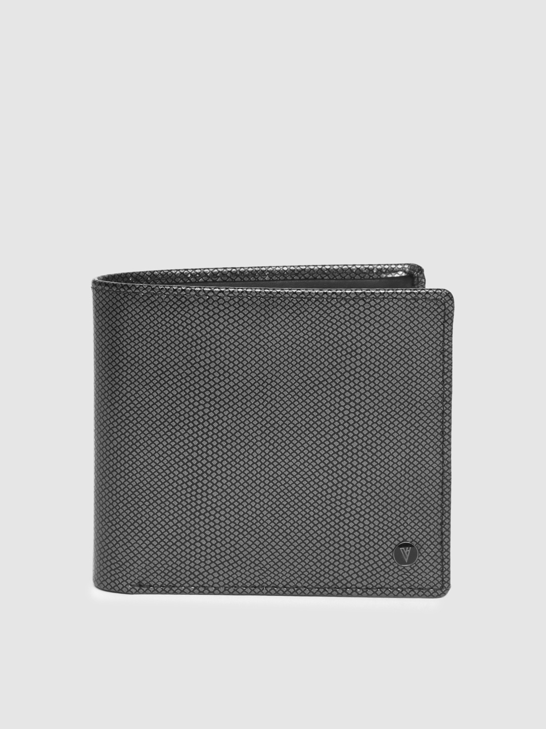 

Van Heusen Men Black & Grey Printed Two Fold Wallet