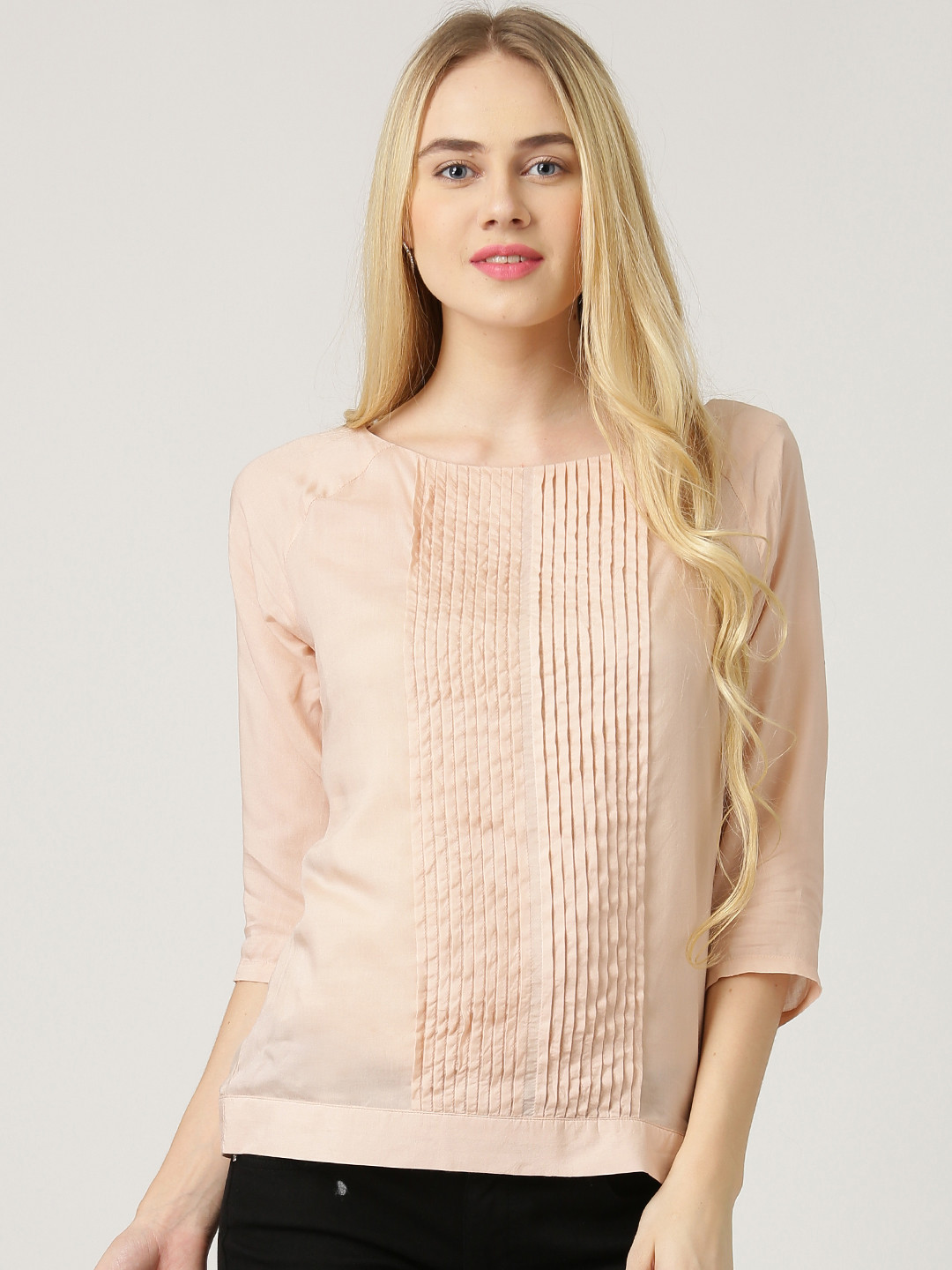 

Marie Claire Peach-Coloured Tuck Detail Top