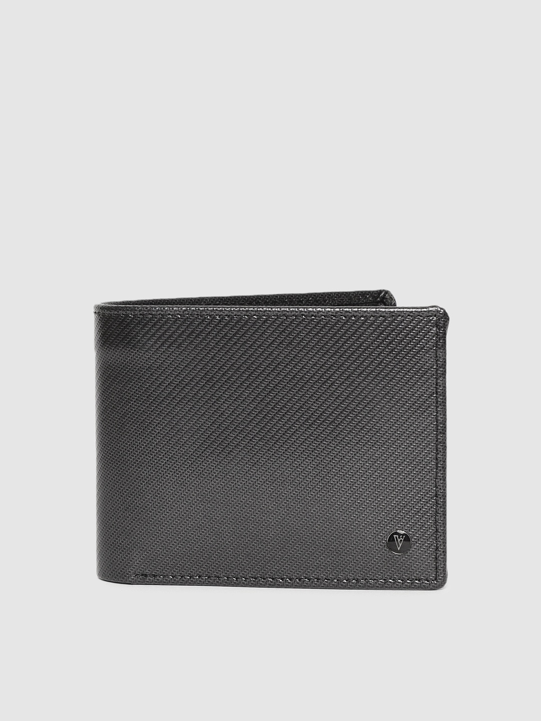 

Van Heusen Men Black Textured Leather Two Fold Wallet