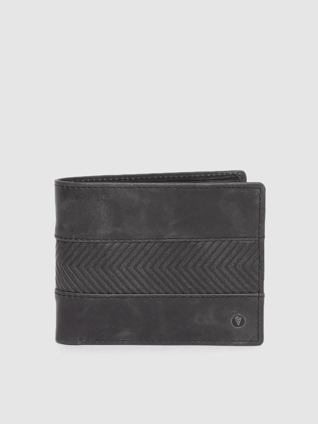 

Van Heusen Men Charcoal Grey Leather Textured Two Fold Wallet