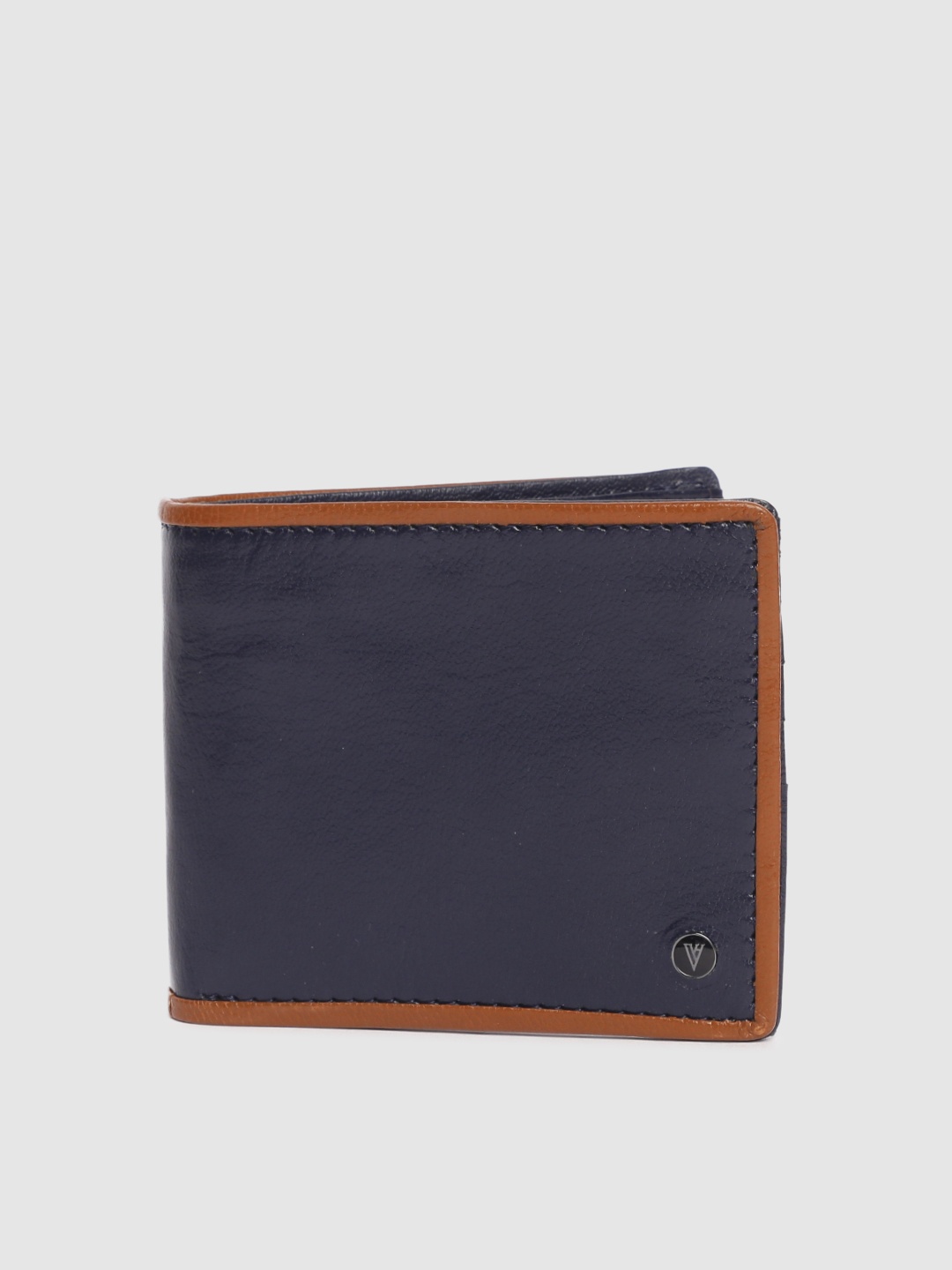 

Van Heusen Men Navy Blue Solid Leather Two Fold Wallet