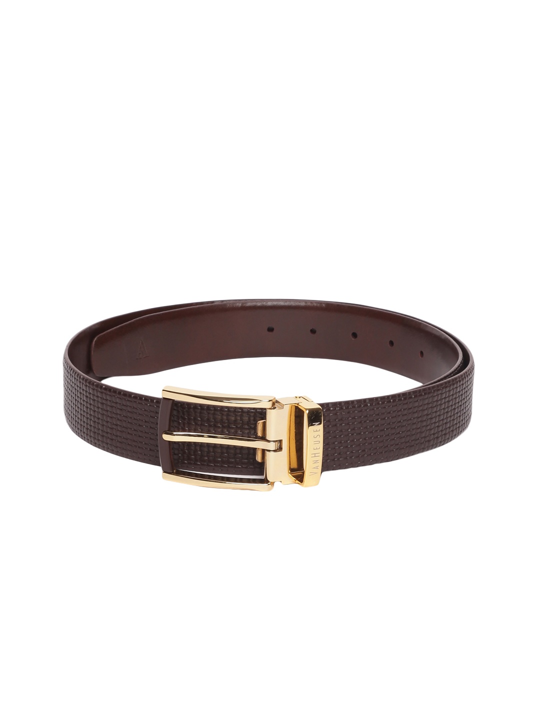 

Van Heusen Men Brown Textured Reversible Leather Belt