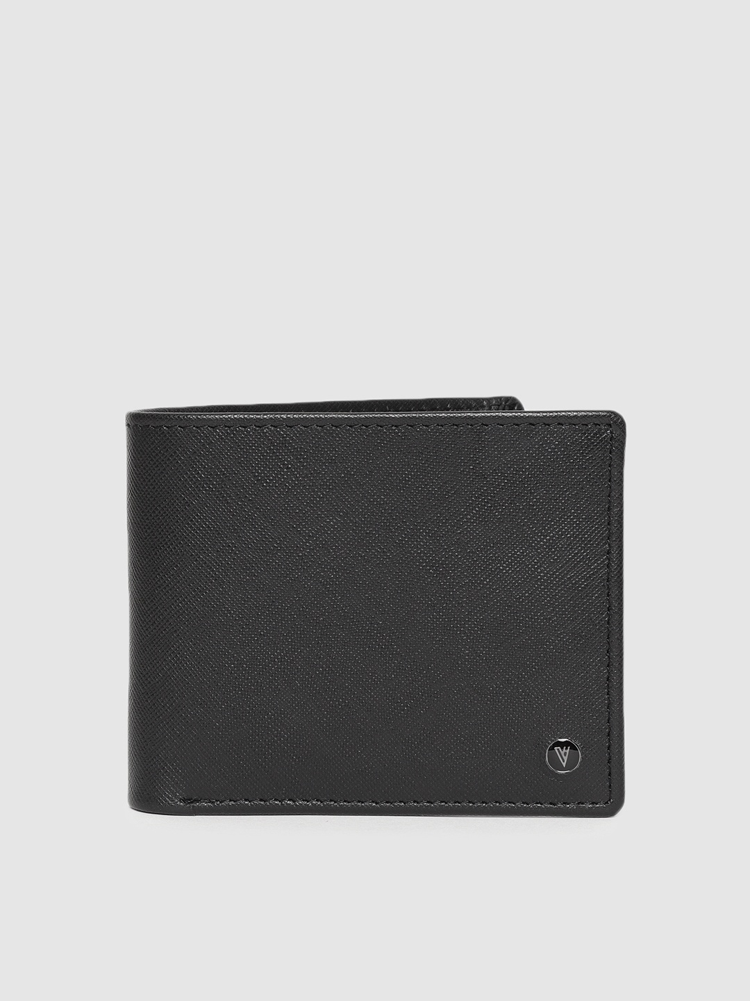

Van Heusen Men Black Solid Two Leather Fold Wallet