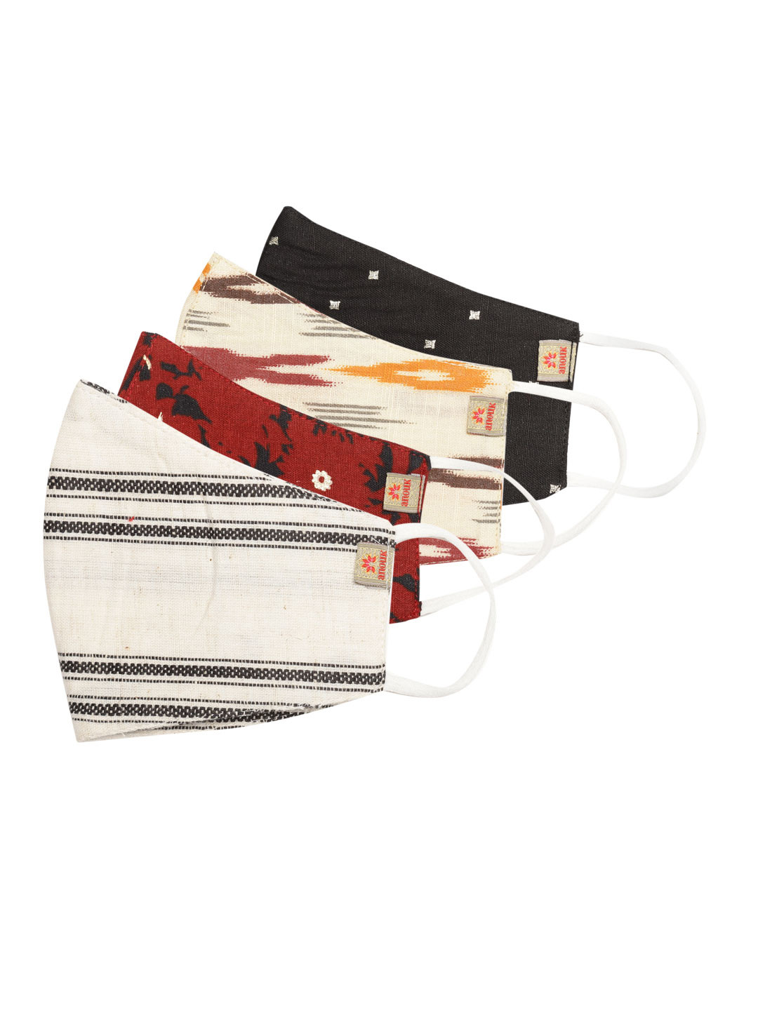 

Anouk Unisex Pack of 4 Printed 3-Ply Reusable Cotton Cloth Masks, Beige