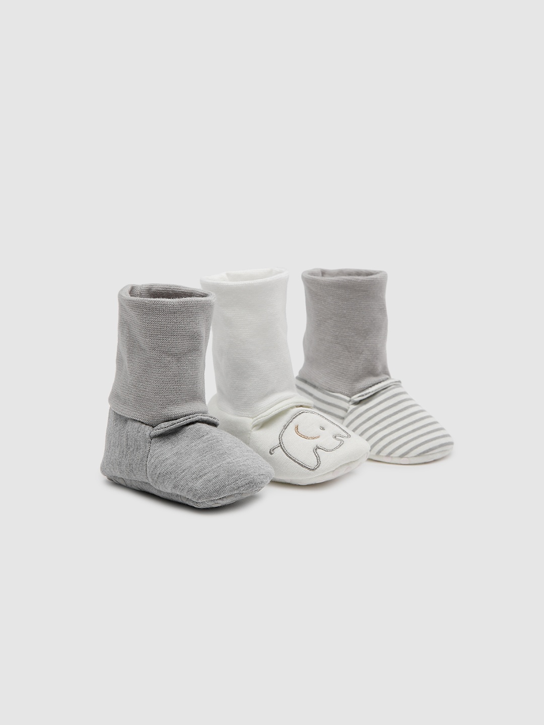 

mothercare Infant Kids Set of 3 High-Top Booties, Grey