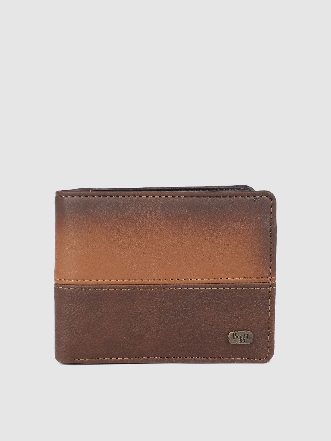 

Baggit Men Tan Brown Colourblocked Two Fold Wallet