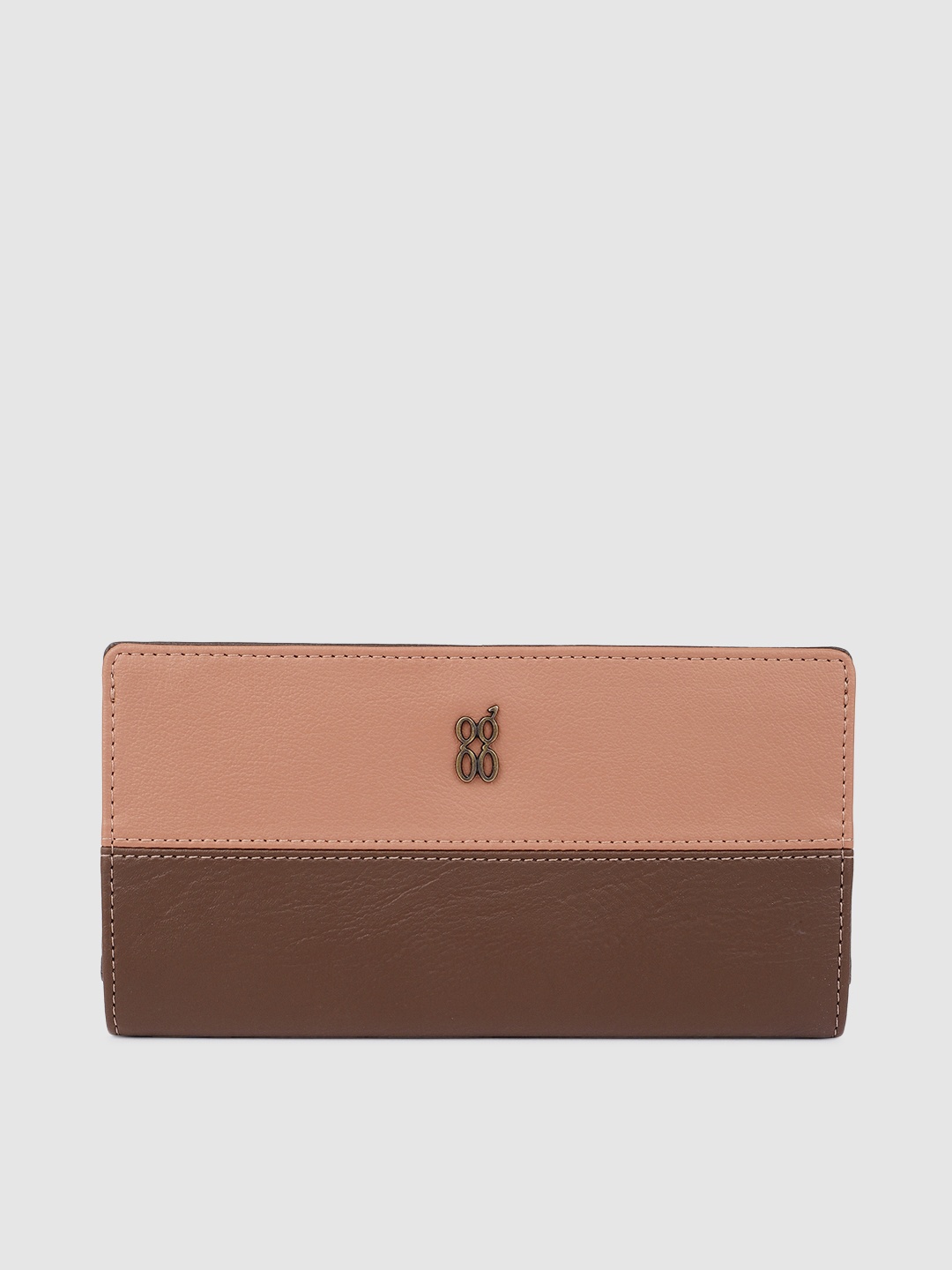 

Baggit Women Brown & Pink Colourblocked Two Fold Wallet